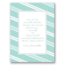 Swirls and Stripes - Aqua - Save the Date Card