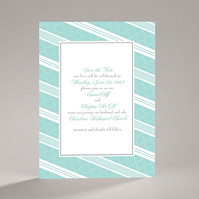 Swirls and Stripes - Aqua - Save the Date Card
