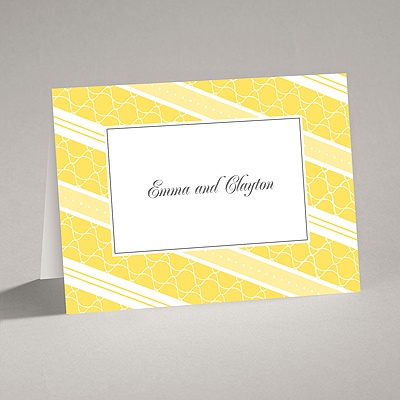Swirls and Stripes - Yellow - Thank You Card and Envelope