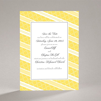 Swirls and Stripes - Yellow - Save the Date Card