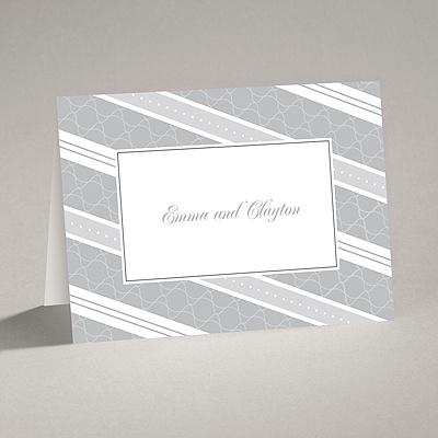 Swirls and Stripes - Grey - Thank You Card and Envelope