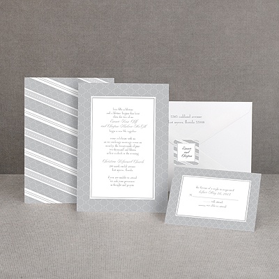 Swirls and Stripes - Grey - Invitation