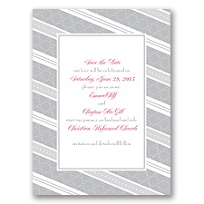 Swirls and Stripes - Grey - Save the Date Card