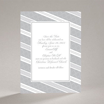 Swirls and Stripes - Grey - Save the Date Card