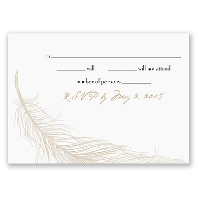 Fanciful Feather - Champagne Response Card and Envelope