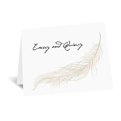 Fanciful Feather - Champagne Thank You Card and Envelope