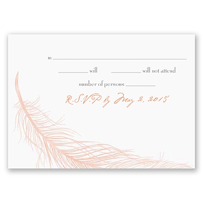 Fanciful Feather - Pink Response Card and Envelope