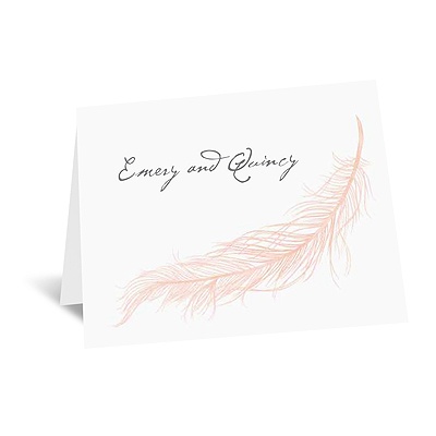 Fanciful Feather - Pink Thank You Card and Envelope