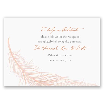 Fanciful Feather - Pink Reception Card