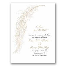 Fanciful Feather - Champagne Save the Date Card