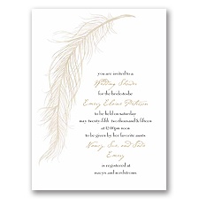 Fanciful Feather - Champagne Bridal Shower Invitation