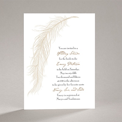 Fanciful Feather - Champagne Bridal Shower Invitation