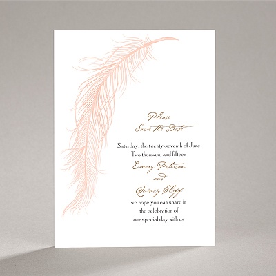 Fanciful Feather - Pink Save the Date Card