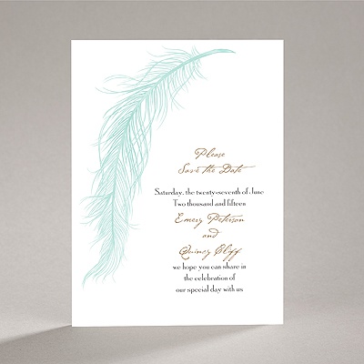 Fanciful Feather - Blue Save the Date Card