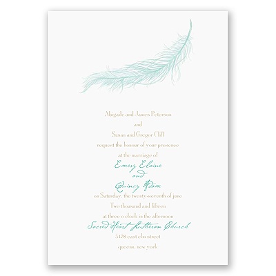 Fanciful Feather - Aqua Invitation