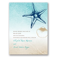 Beach Romance - Champagne - Save the Date Card