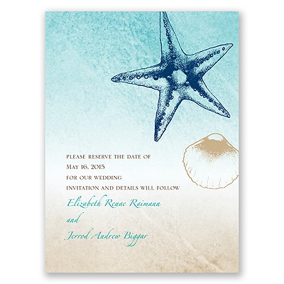 Beach Romance - Champagne - Save the Date Card