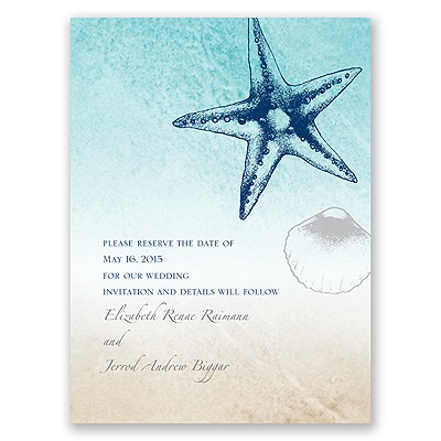 Beach Romance - Sterling - Save the Date Card