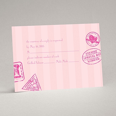 Passport to Romance - Pink - Response Card and Envelope