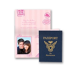Passport to Romance - Pink - Save the Date Card