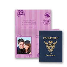 Passport to Romance - Purple - Save the Date Card