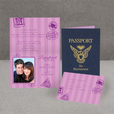 Passport to Romance - Purple - Invitation