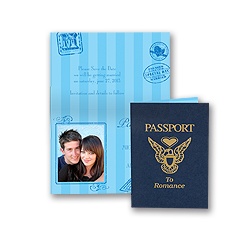 Passport to Romance - Blue - Save the Date Card