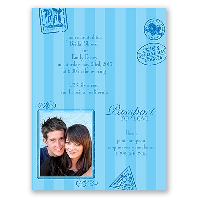 Passport to Romance - Blue - Bridal Shower Invitation