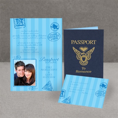 Passport to Romance - Blue - Invitation