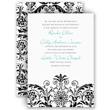 Vintage Damask - Black - Invitation