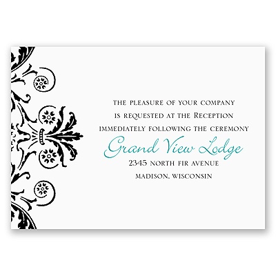 Vintage Damask - Black - Reception Card