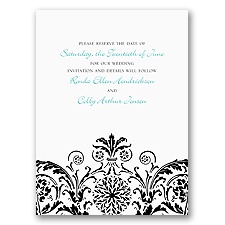 Vintage Damask - Black - Save the Date Card