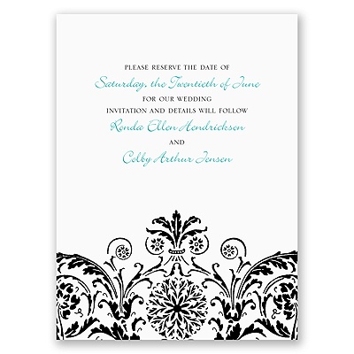 Vintage Damask - Black - Save the Date Card