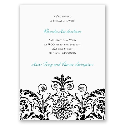 Vintage Damask - Black - Bridal Shower Invitation