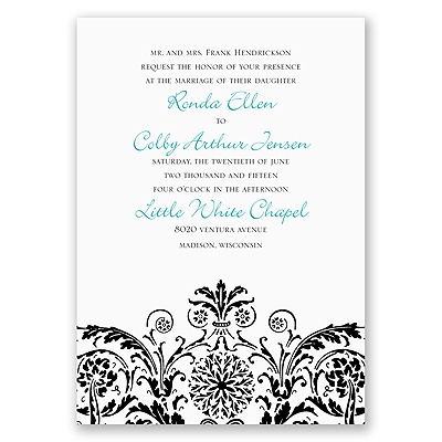 Vintage Damask - Black - Invitation