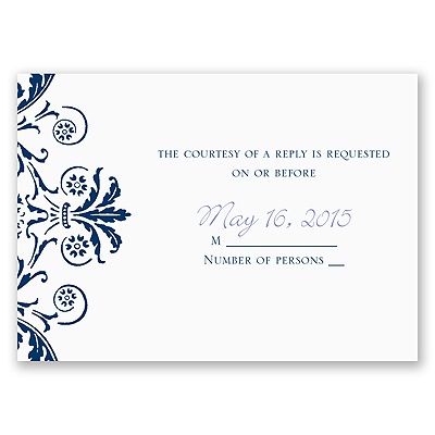 Vintage Damask - Navy - Response Card and Envelope
