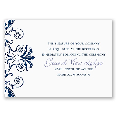 Vintage Damask - Navy - Reception Card