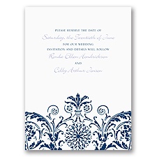 Vintage Damask - Navy - Save the Date Card