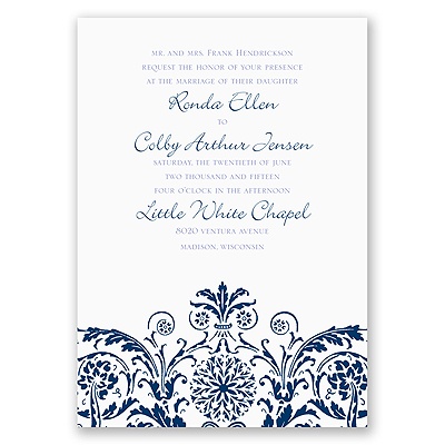 Vintage Damask - Navy - Invitation