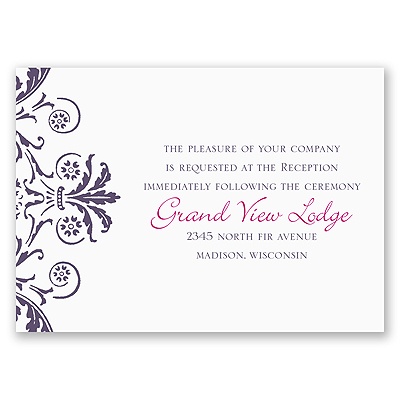 Vintage Damask - Purple - Reception Card