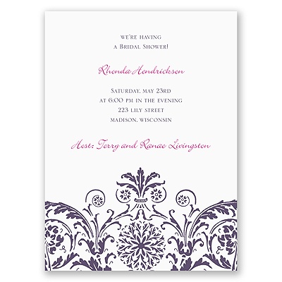Vintage Damask - Purple - Bridal Shower Invitation