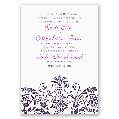 Vintage Damask - Purple - Invitation