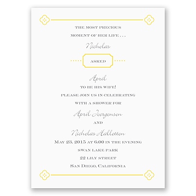 Fun Frame - Yellow - Bridal Shower Invitation
