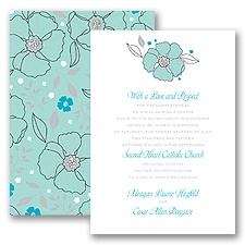 Tropical Flowers - Aqua - Invitation