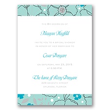 Tropical Flowers - Aqua - Bridal Shower Invitation