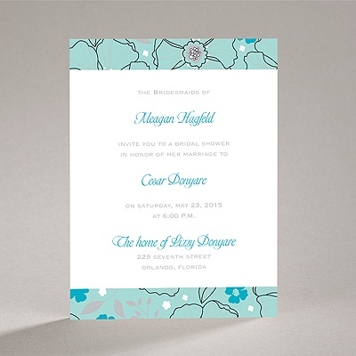Tropical Flowers - Aqua - Bridal Shower Invitation
