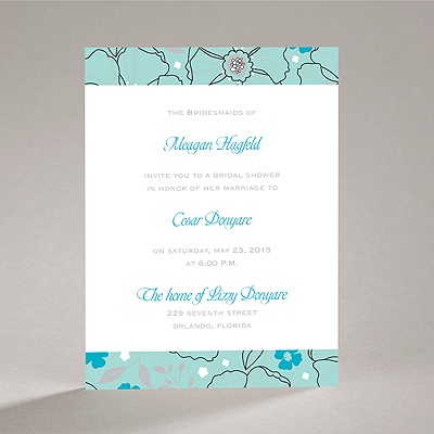 Beach Wedding Shower Invitations on Bridal Shower Invitations    Tropical Flowers   Aqua   Bridal Shower