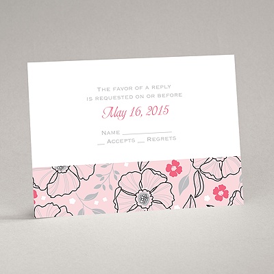 Tropical Flowers - Cotton Candy - Response Card and Envelope