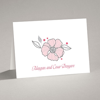 Tropical Flowers - Cotton Candy - Thank You Card and Envelope