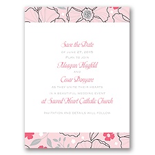 Tropical Flowers - Cotton Candy - Save the Date Card